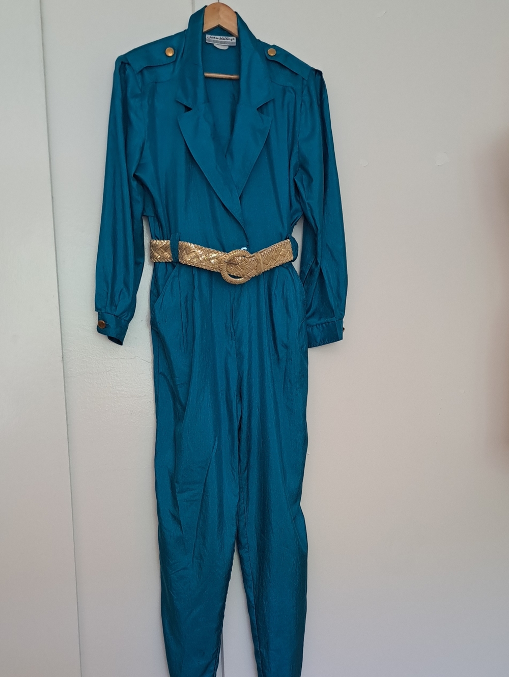 Vintage 80s Joan Walters Disco Caribbean  Jumpsuit with Gold Belt